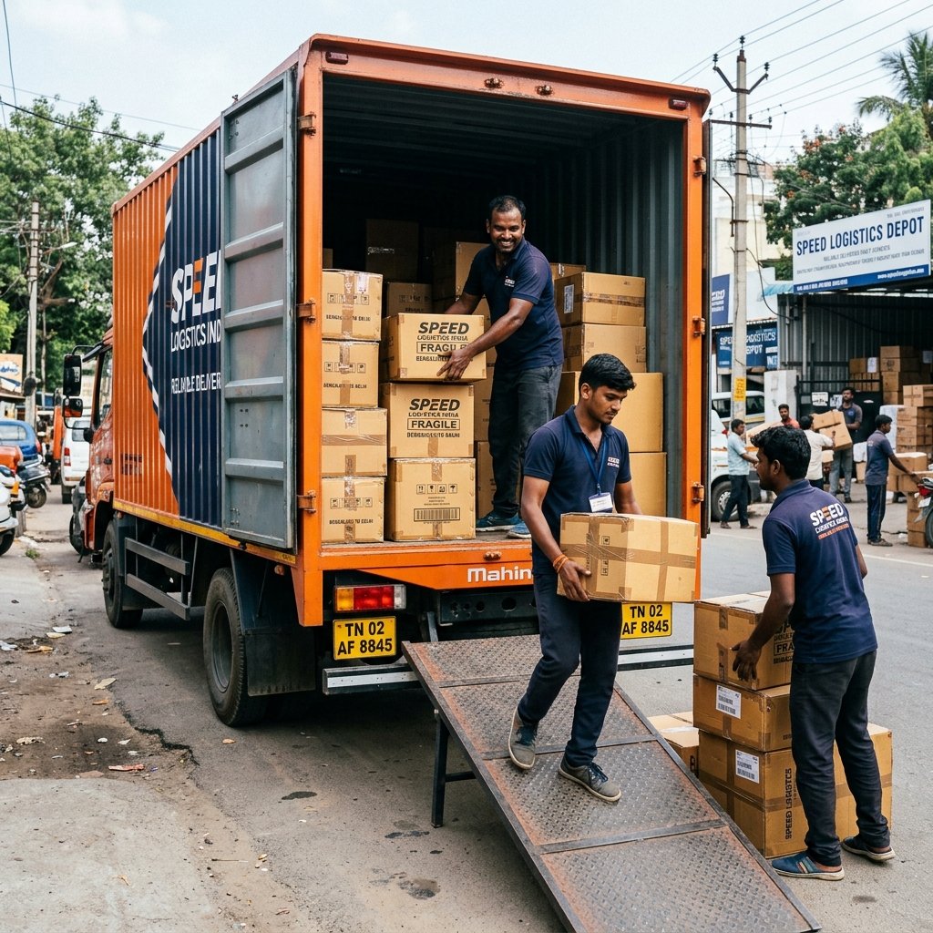 Trust Move Packers loading truck in Delhi NCR